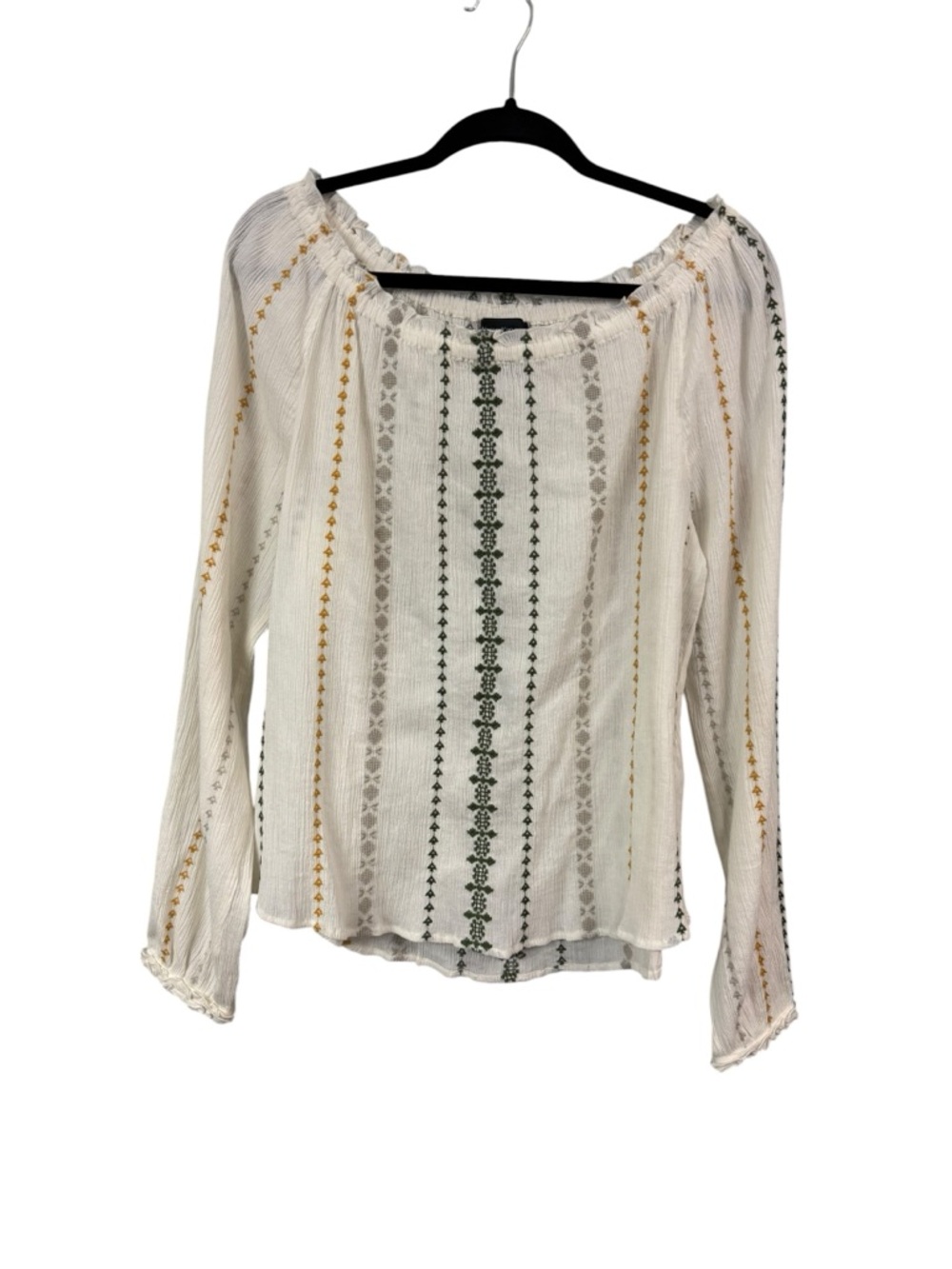 Karen Kane NEW Women's Large Boho Top Ivory Embroidered Smocked Off Shoulder